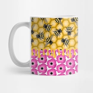 Honey Bees And Honeycombs With Anemone Flowers Mug